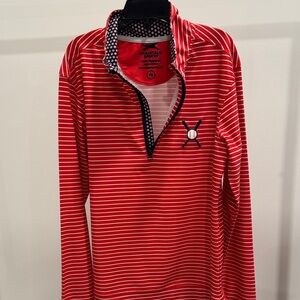 ChalkTalk boys Red and White Striped Quarter-Zip baseball